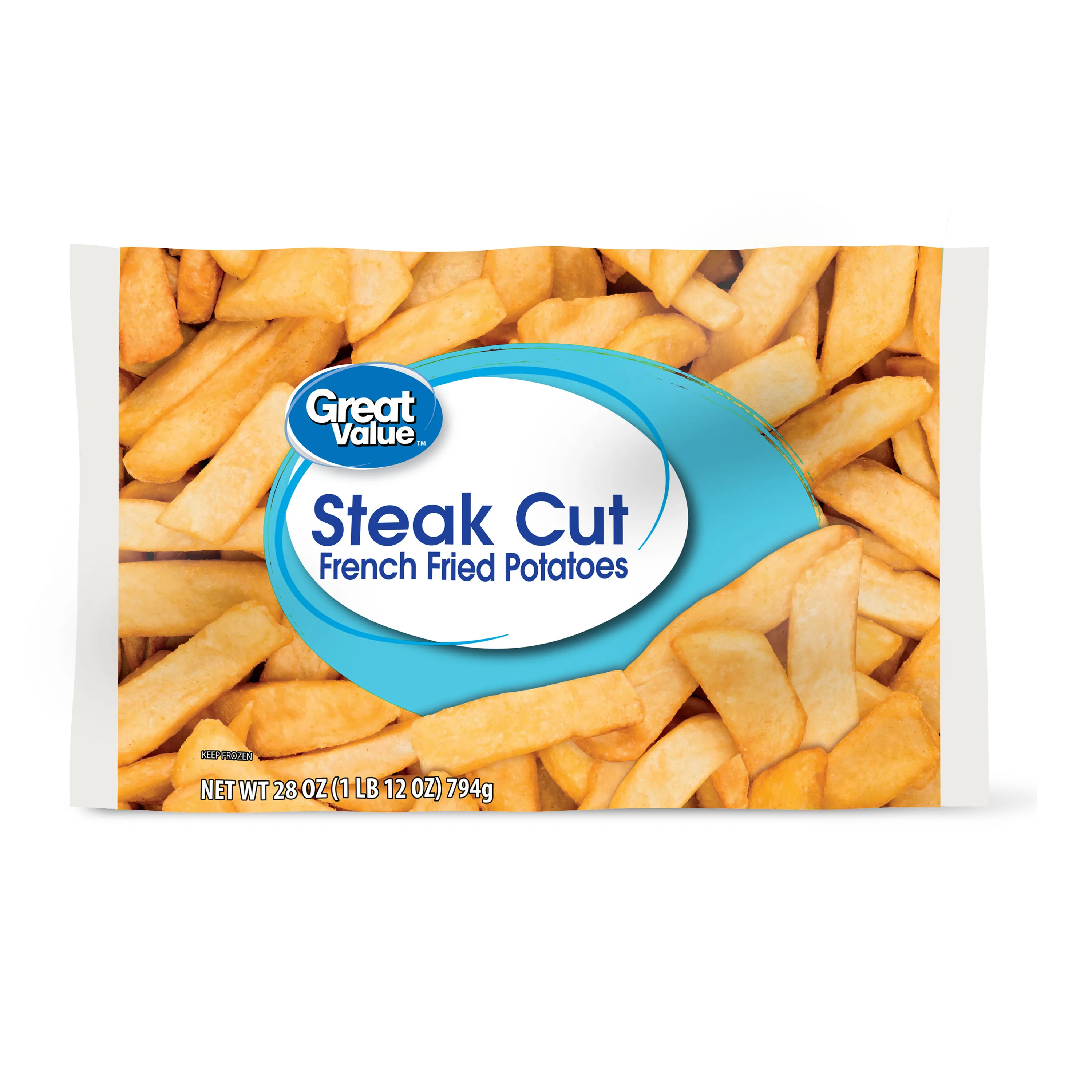 Great Value Steak Cut French Fried Potatoes, 28 oz Bag (Frozen)