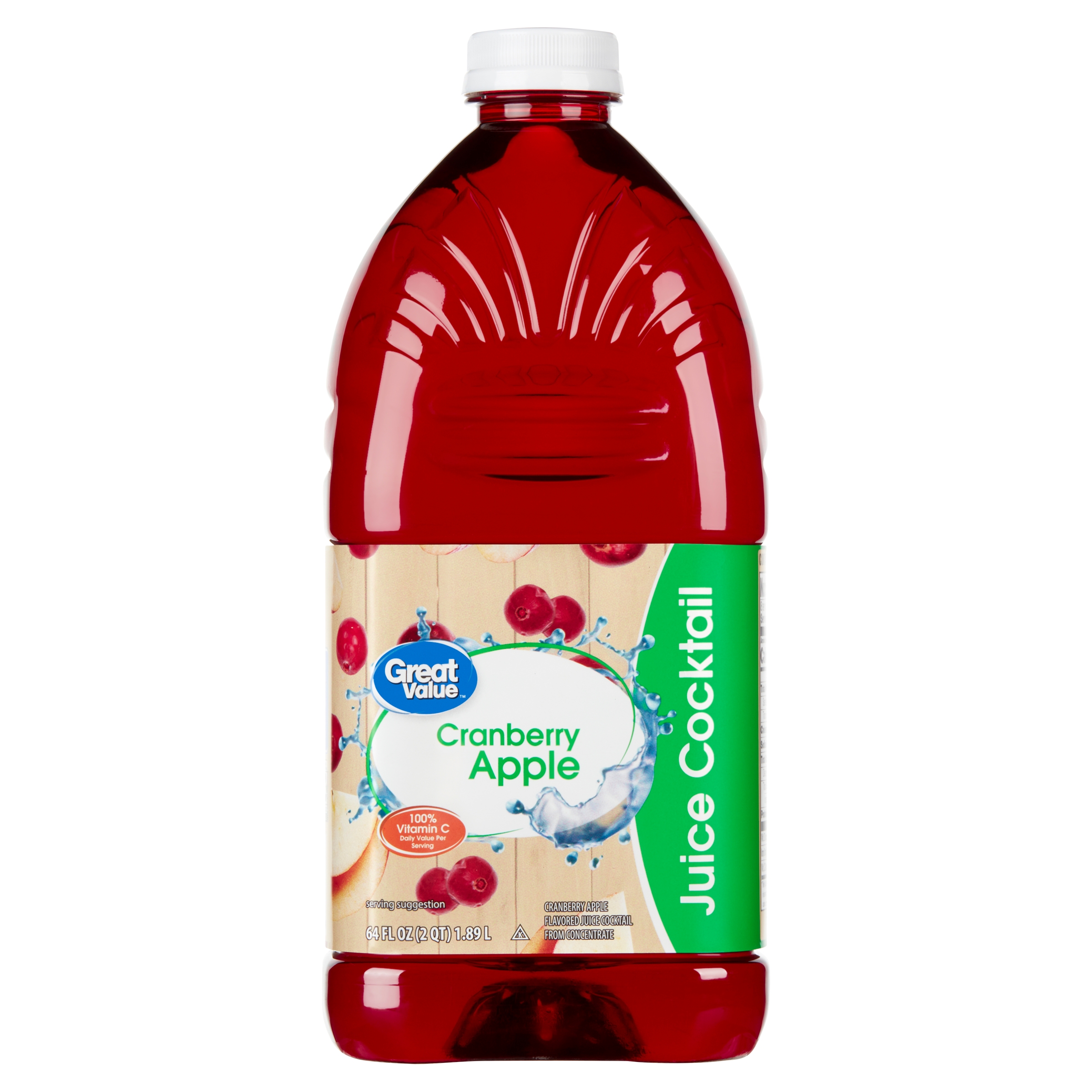 Great Value Juice Cocktail, Cranberry Apple, 64 Fluid Ounces