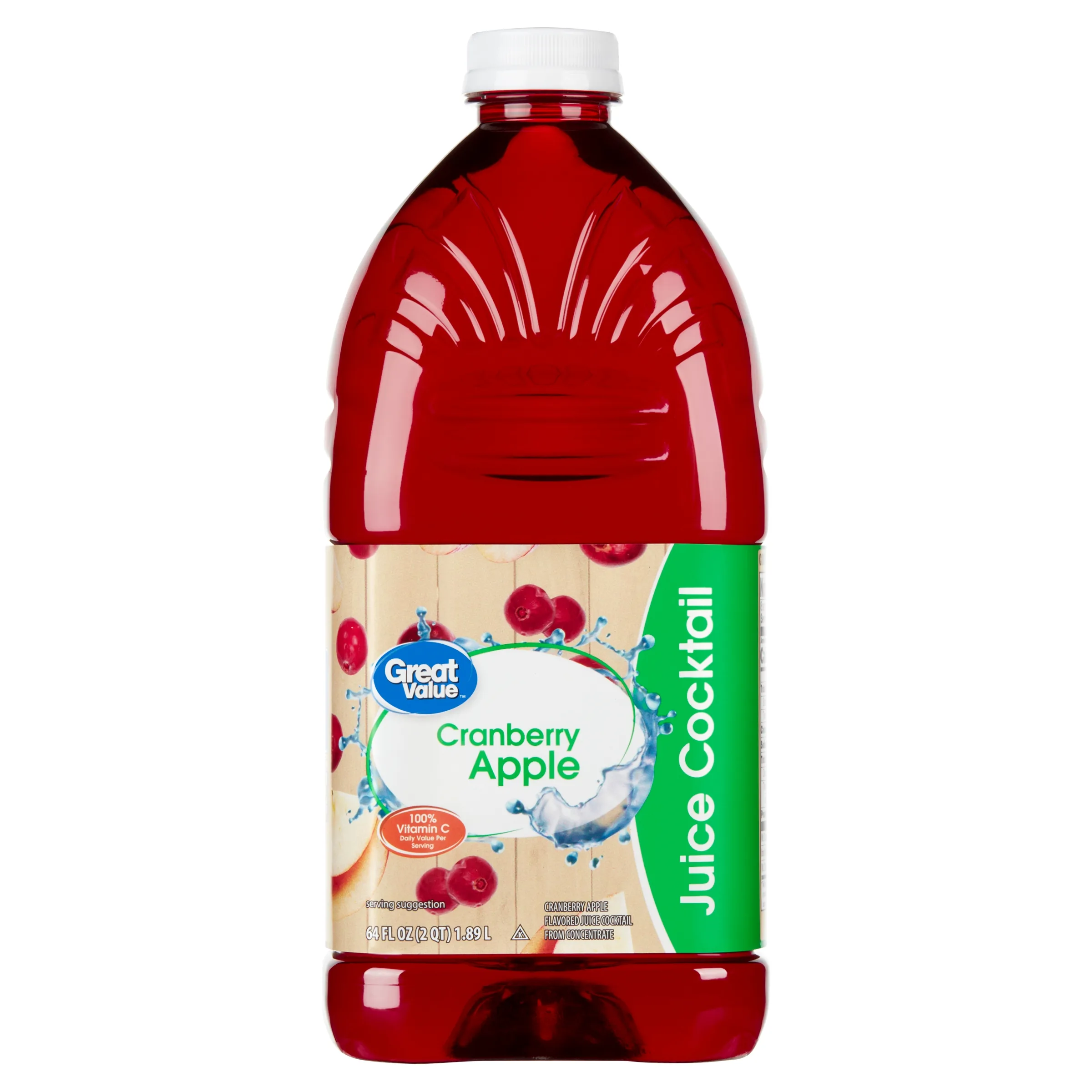 Great Value Juice Cocktail, Cranberry Apple, 64 Fluid Ounces