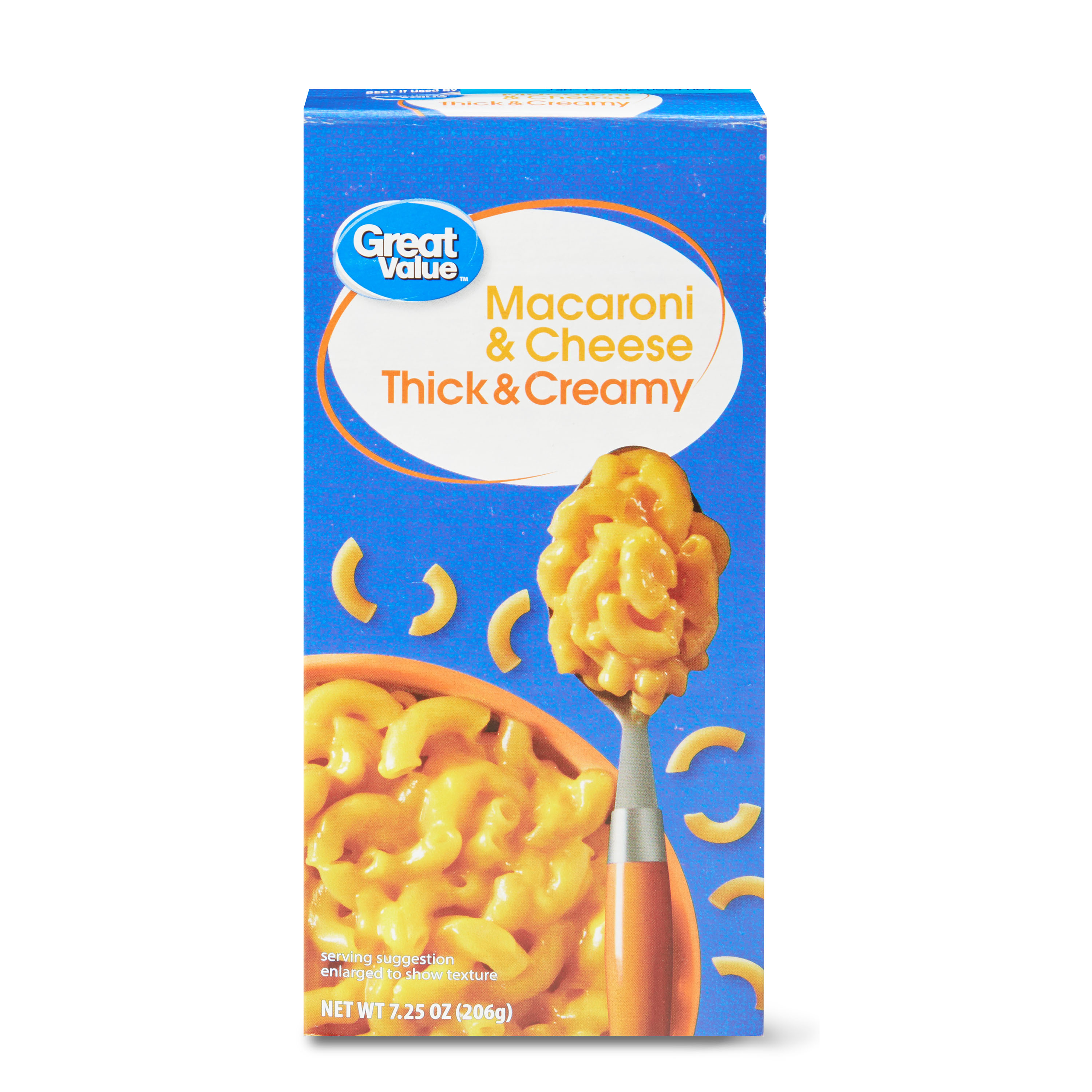 Great Value Thick & Creamy Macaroni & Cheese, 7.25 oz Box (Shelf Stable, Packaged Meal)