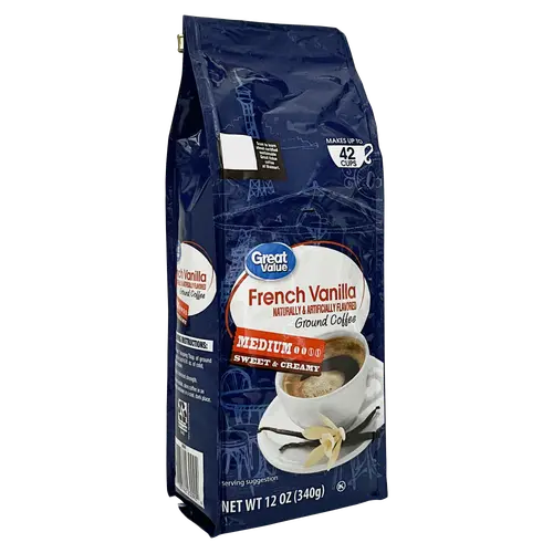 Great Value French Vanilla Medium Roast Ground Coffee, 12 oz, Bag