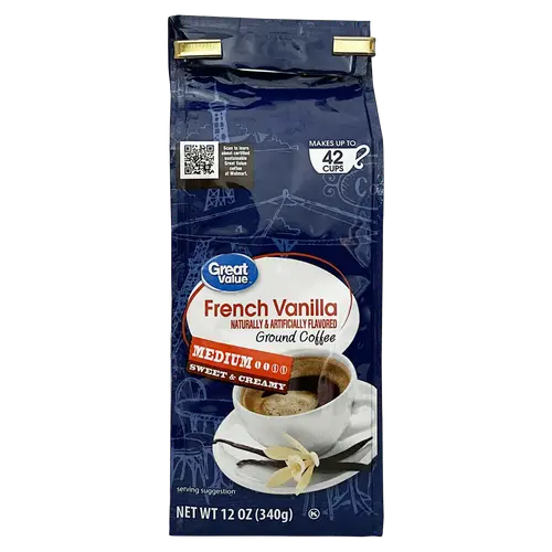 Great Value French Vanilla Medium Roast Ground Coffee, 12 oz, Bag thumbnail 2