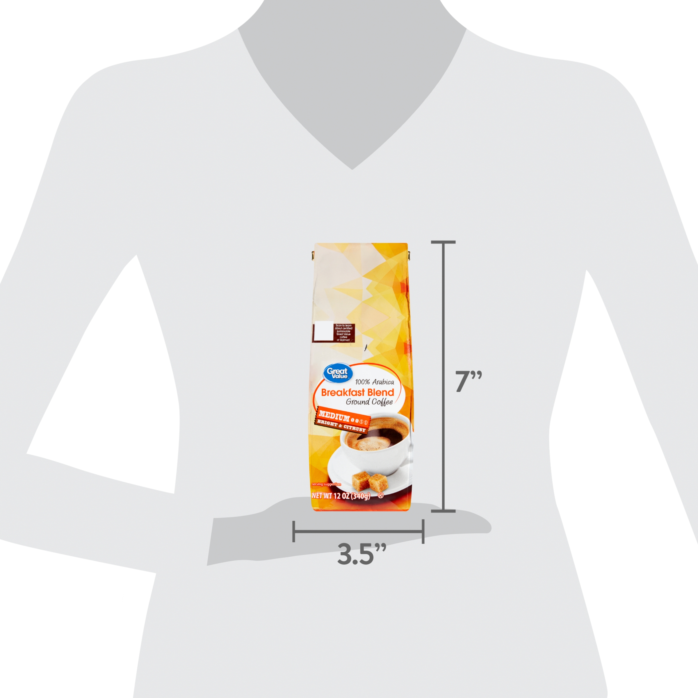 Great Value Breakfast Blend, 100% Arabica, Medium Roast, Ground Coffee, 12 oz thumbnail 2