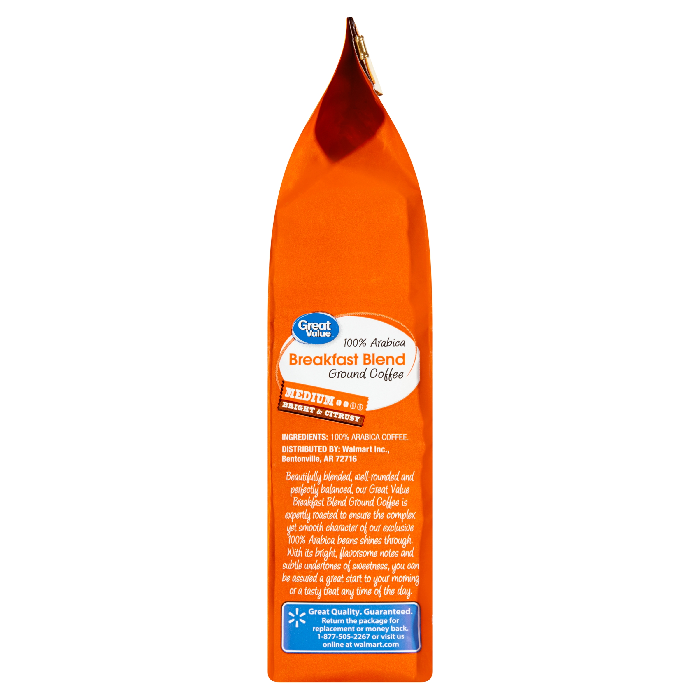 Great Value Breakfast Blend, 100% Arabica, Medium Roast, Ground Coffee, 12 oz thumbnail 3