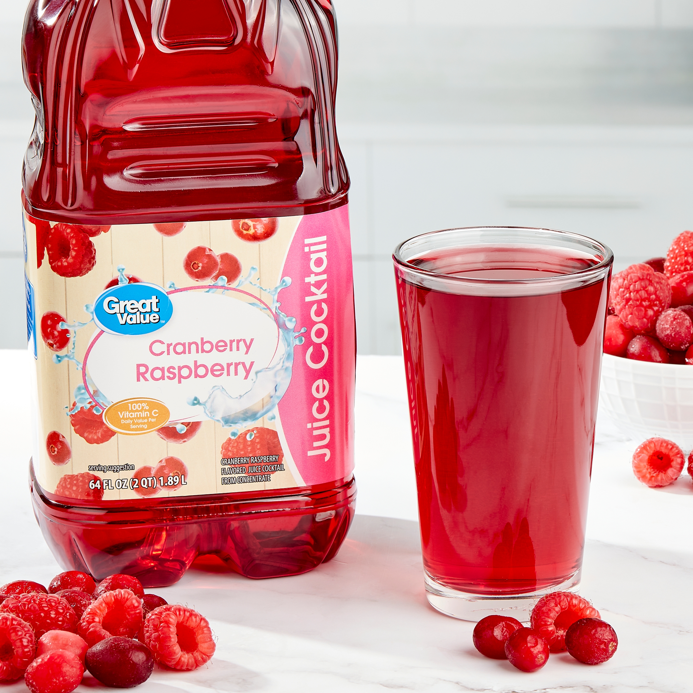 Great Value Cranberry Raspberry Juice Cocktail, 64 fl oz thumbnail 2
