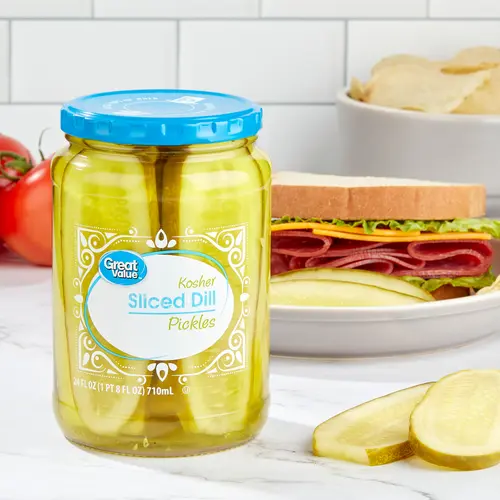 Great Value Kosher Sliced Dill Pickles Fresh Pack, 24 fl oz Jar thumbnail 2