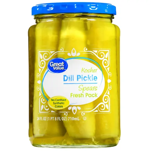 Great Value Kosher Spears Dill Pickle Fresh Pack, 24 fl oz Jar