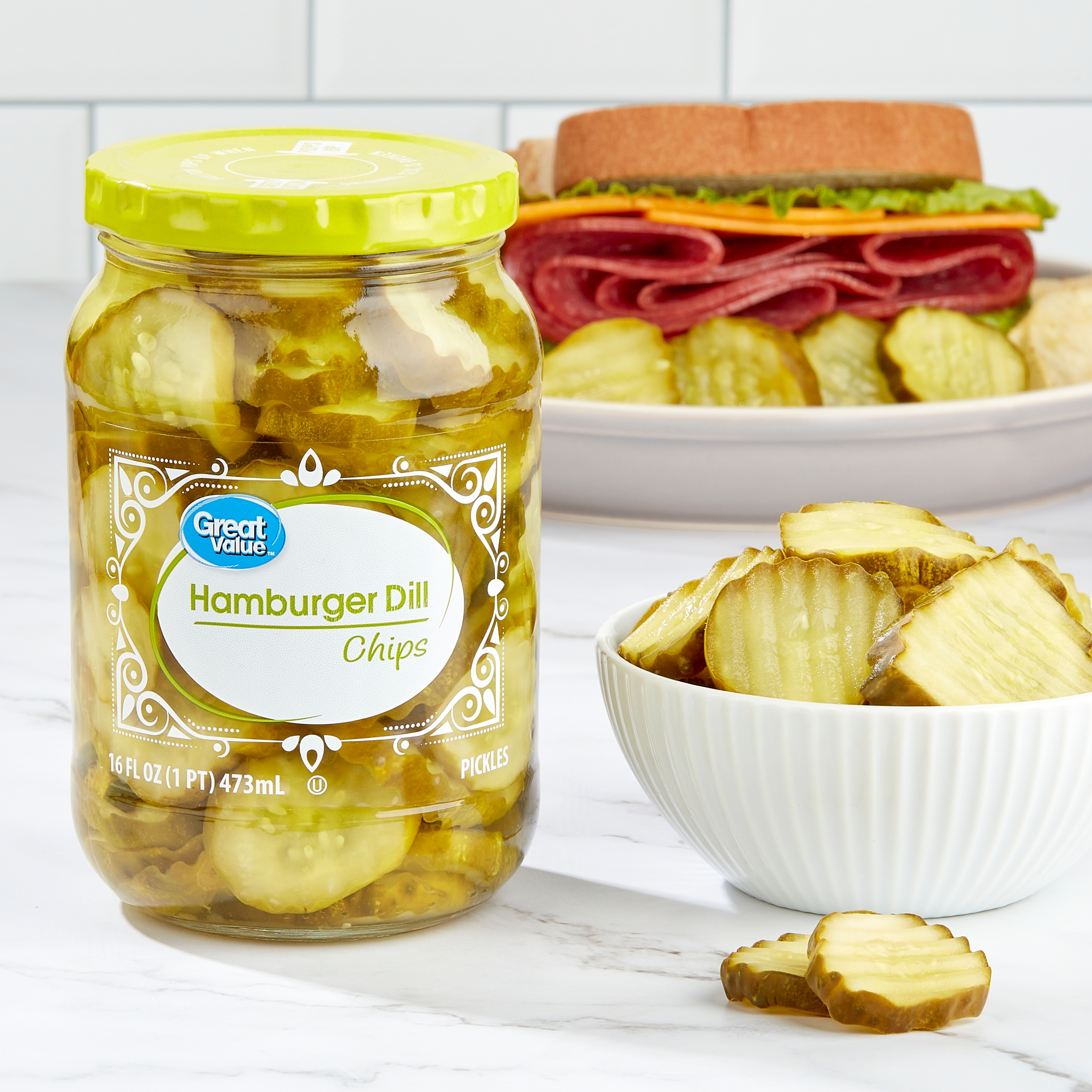 Great Value Hamburger Dill Chip Pickles, 16 fl oz thumbnail 2