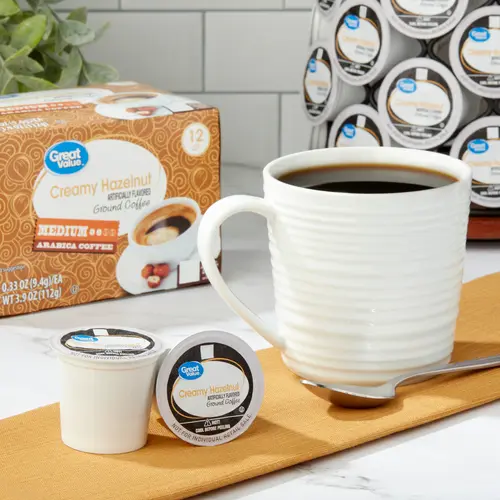 Great Value 100% Arabica Creamy Hazelnut Medium Roast Arabica Coffee Pods, 12 Ct thumbnail 2