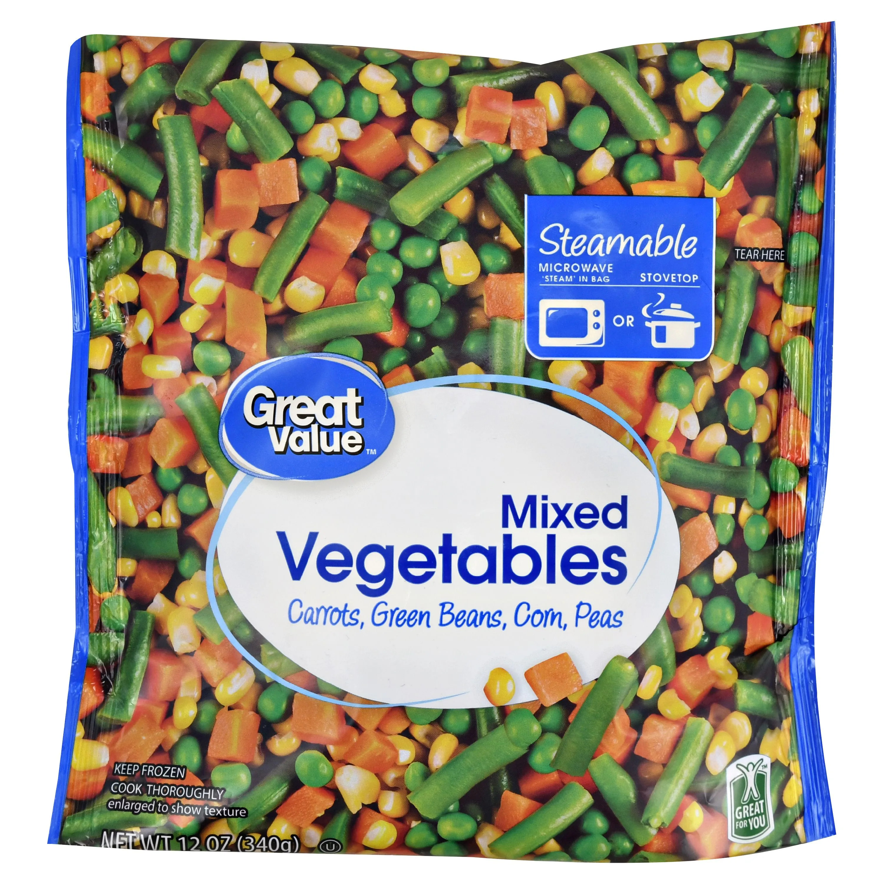 Great Value Frozen Mixed Vegetables, 12 oz Steamable Bag