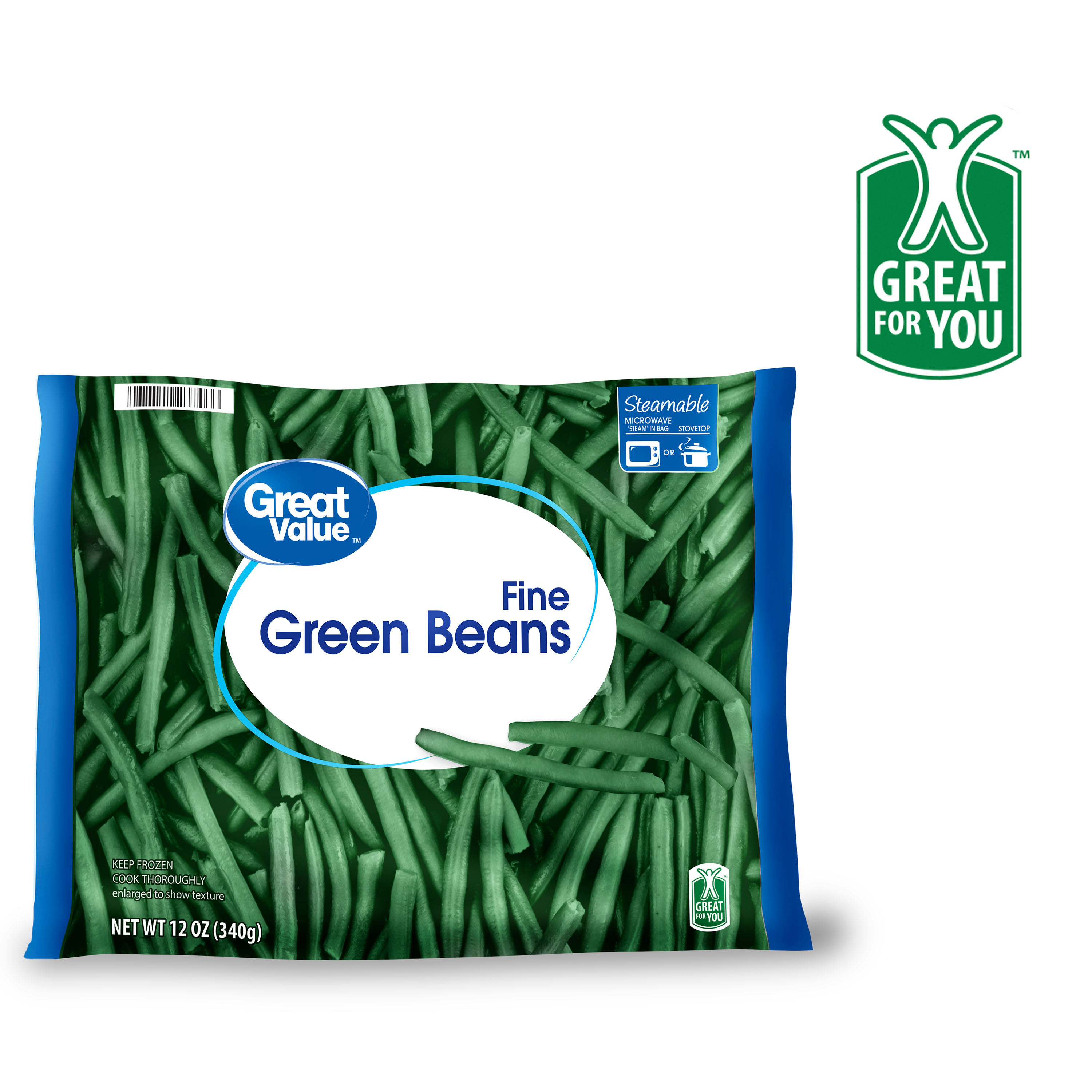 Great Value Steamable Fine Green Beans, Frozen, 12 oz thumbnail 3