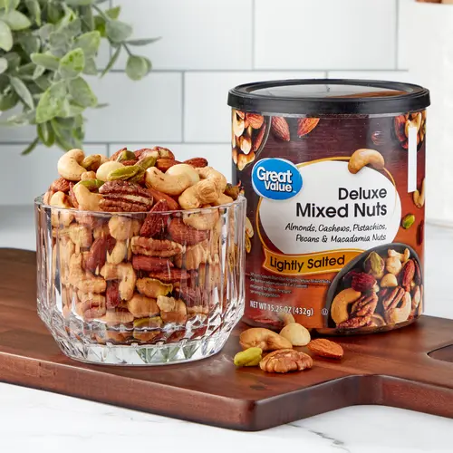Great Value Lightly Salted, Deluxe Mixed Nuts, 15.25 oz thumbnail 2