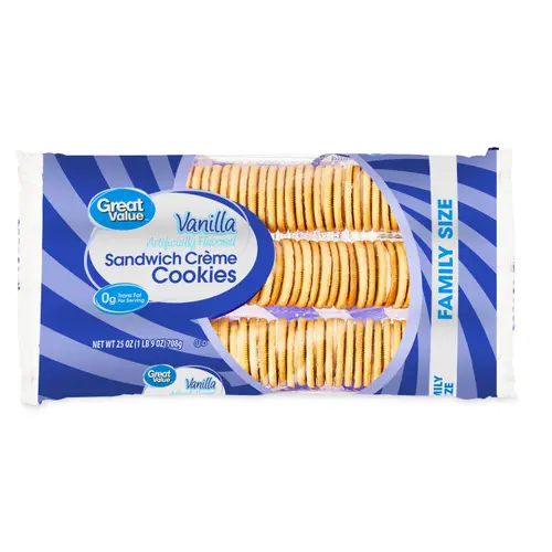 Great Value Vanilla Flavor Sandwich Creme Cookies, 25 oz