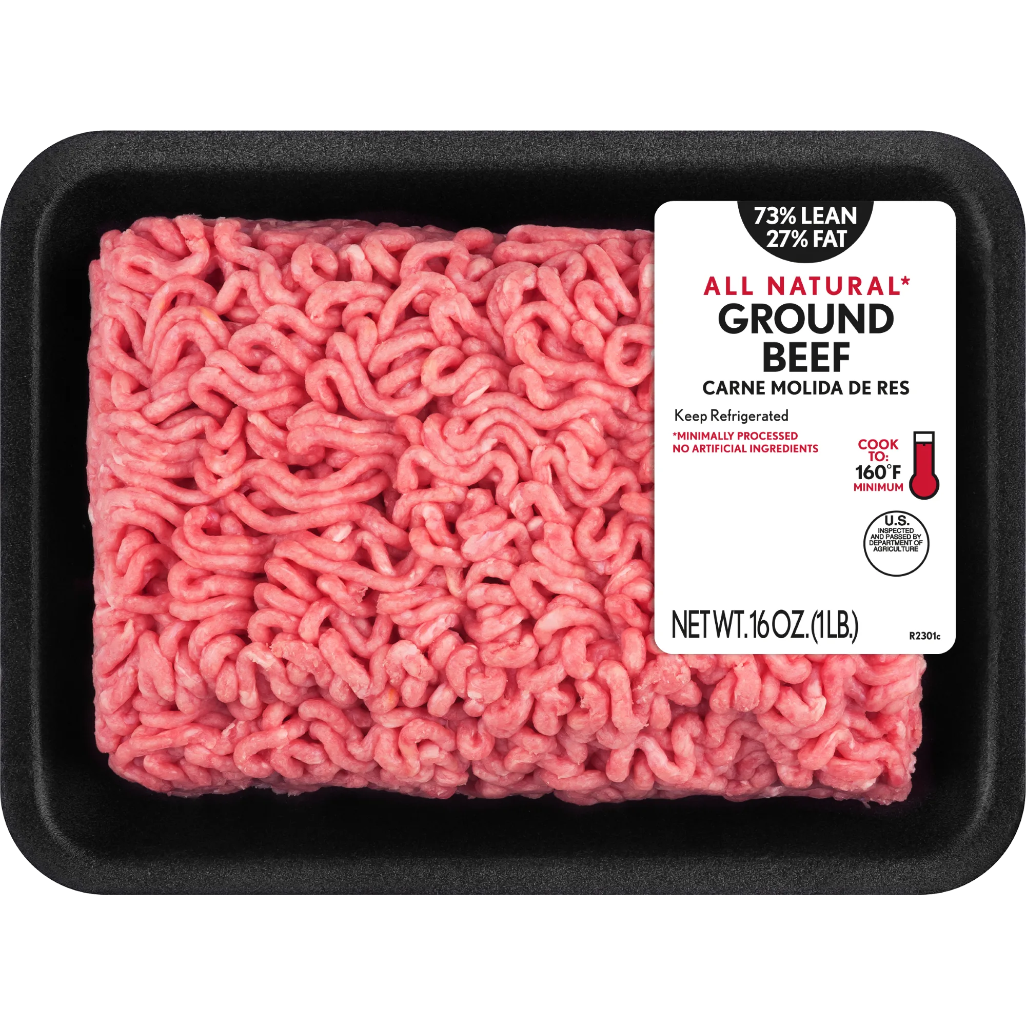 73% Lean / 27% Fat Ground Beef, 1 lb Tray, Fresh, All Natural*