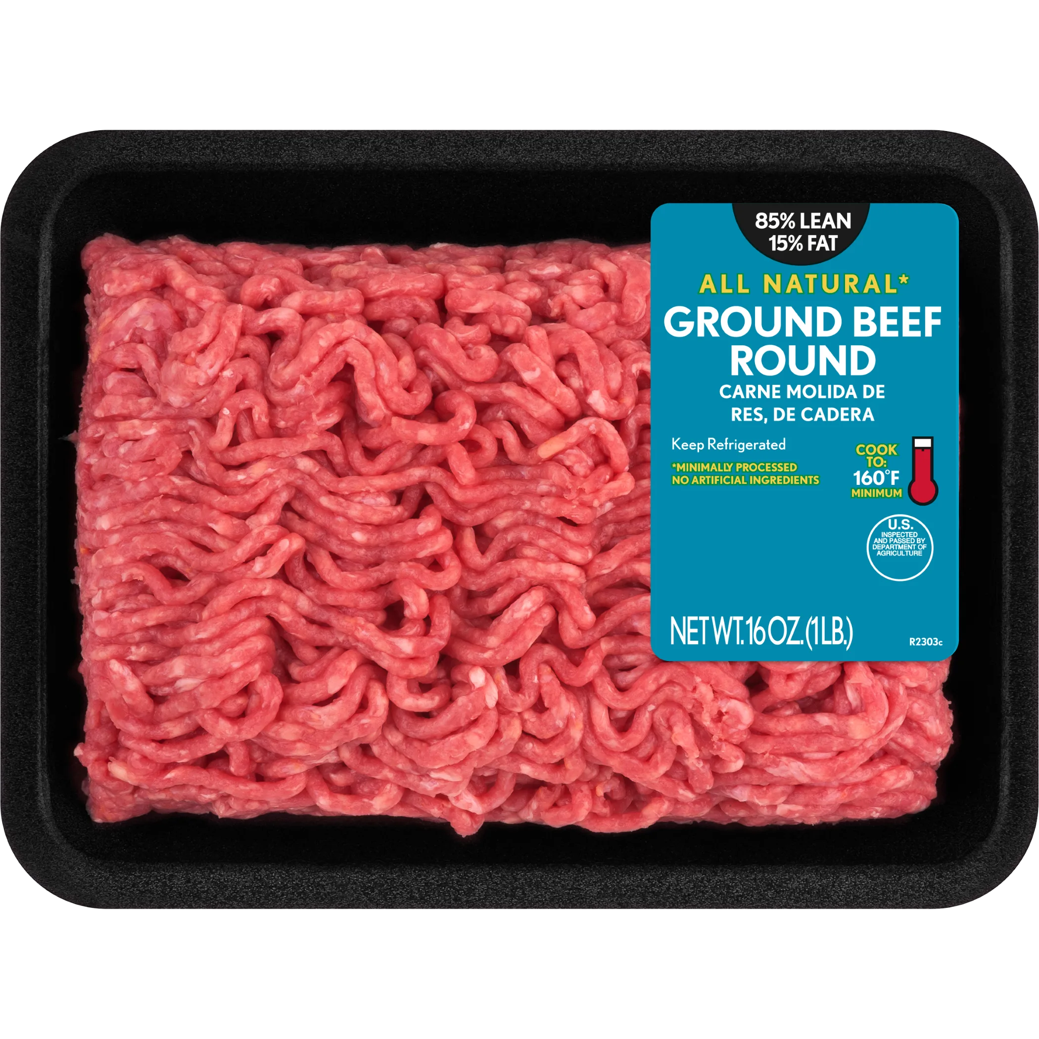 85% Lean / 15% Fat Ground Beef Round, 1 lb Tray, Fresh, All Natural*