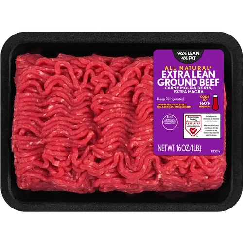 96% Lean / 4% Fat Extra Lean Ground Beef, 1 lb Tray, Fresh, All Natural*