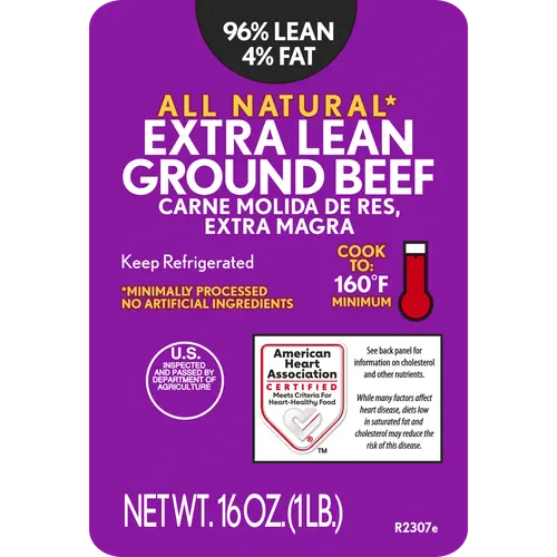 96% Lean / 4% Fat Extra Lean Ground Beef, 1 lb Tray, Fresh, All Natural* thumbnail 4