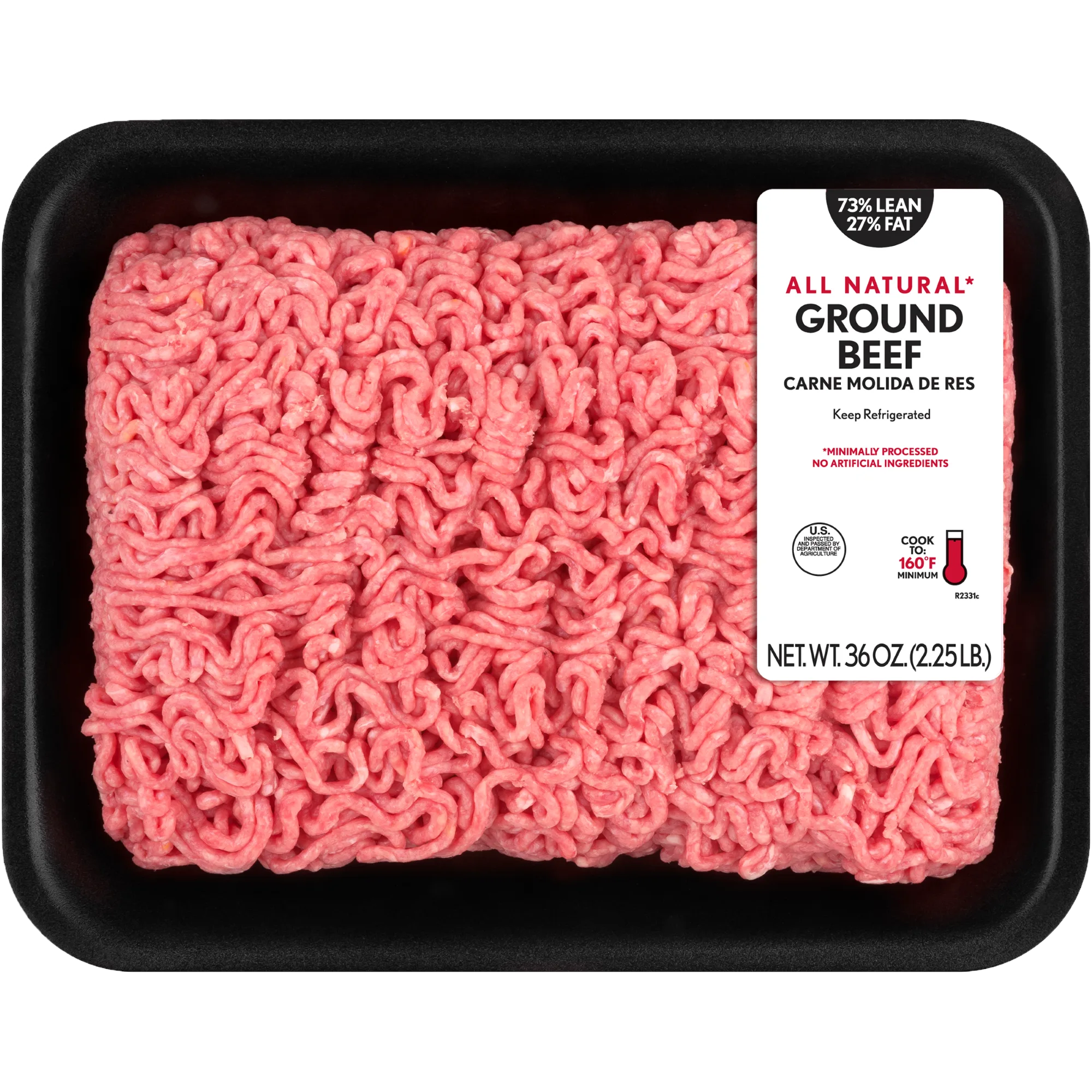 73% Lean / 27% Fat Ground Beef, 2.25 lb Tray, Fresh, All Natural*