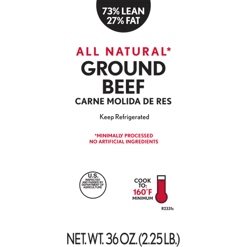 73% Lean / 27% Fat Ground Beef, 2.25 lb Tray, Fresh, All Natural* thumbnail 4