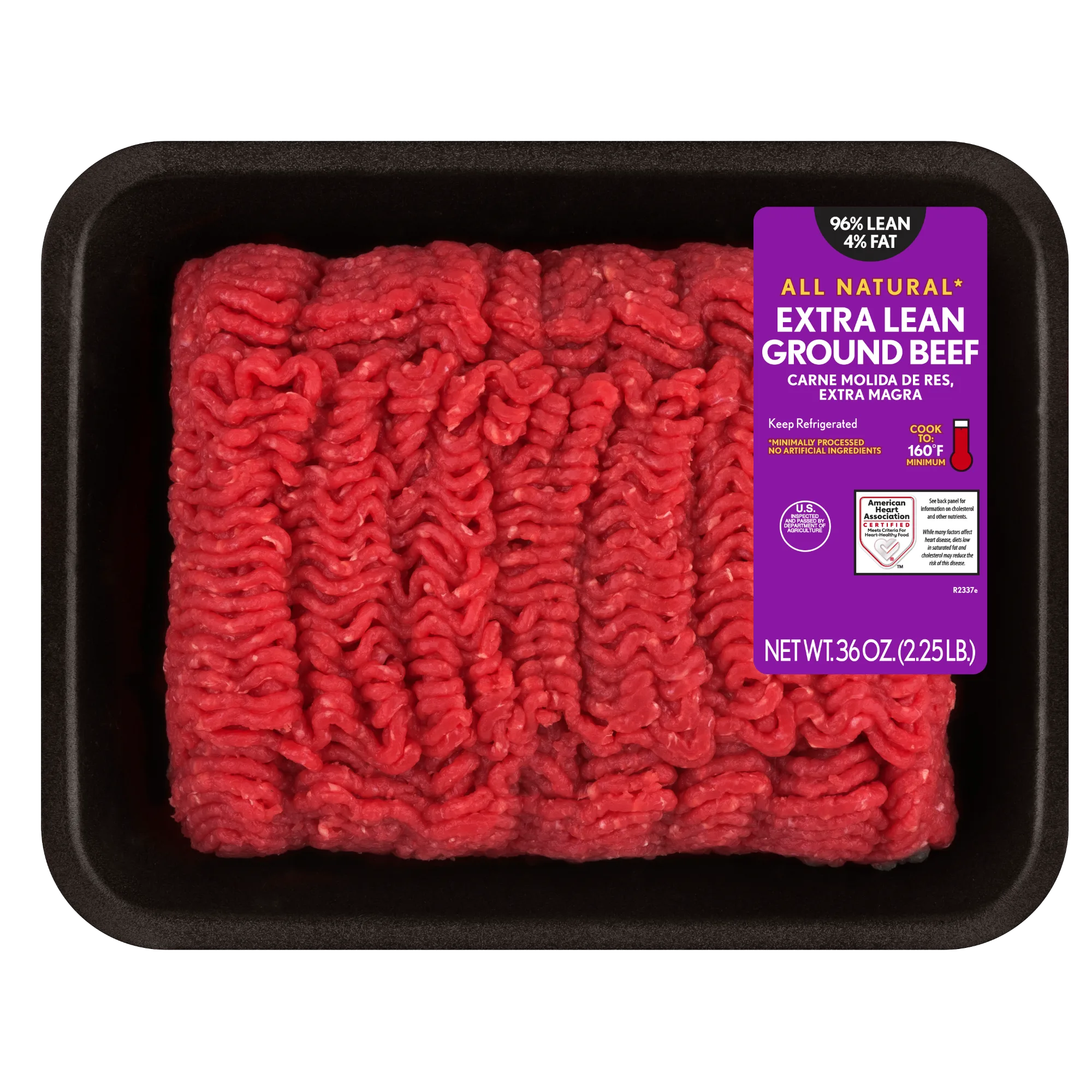96% Lean / 4% Fat Extra Lean Ground Beef, 2.25 lb Tray, Fresh, All Natural*