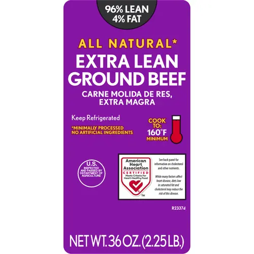 96% Lean / 4% Fat Extra Lean Ground Beef, 2.25 lb Tray, Fresh, All Natural* thumbnail 4