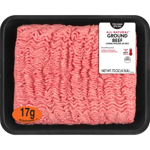 73% Lean/27% Fat Ground Beef, 4.5 lb Tray, Fresh, All Natural*