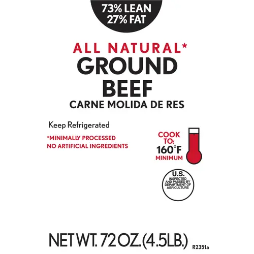 73% Lean/27% Fat Ground Beef, 4.5 lb Tray, Fresh, All Natural* thumbnail 4