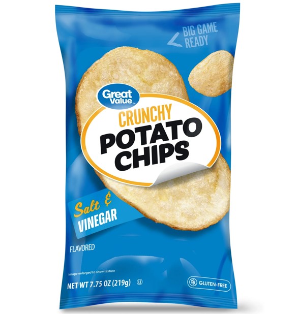 Great Value Salt & Vinegar Flavor Potato Chips, 7.75 oz bag