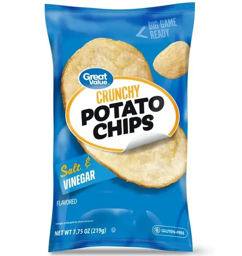 Great Value Salt & Vinegar Flavor Potato Chips, 7.75 oz bag