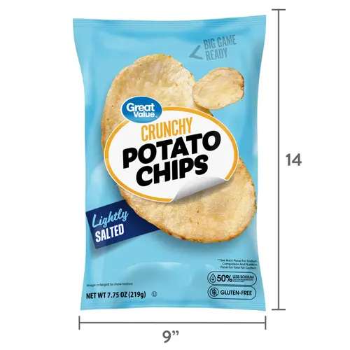 Great Value Lightly Salted Potato Chips, 7.75 oz Bag thumbnail 4