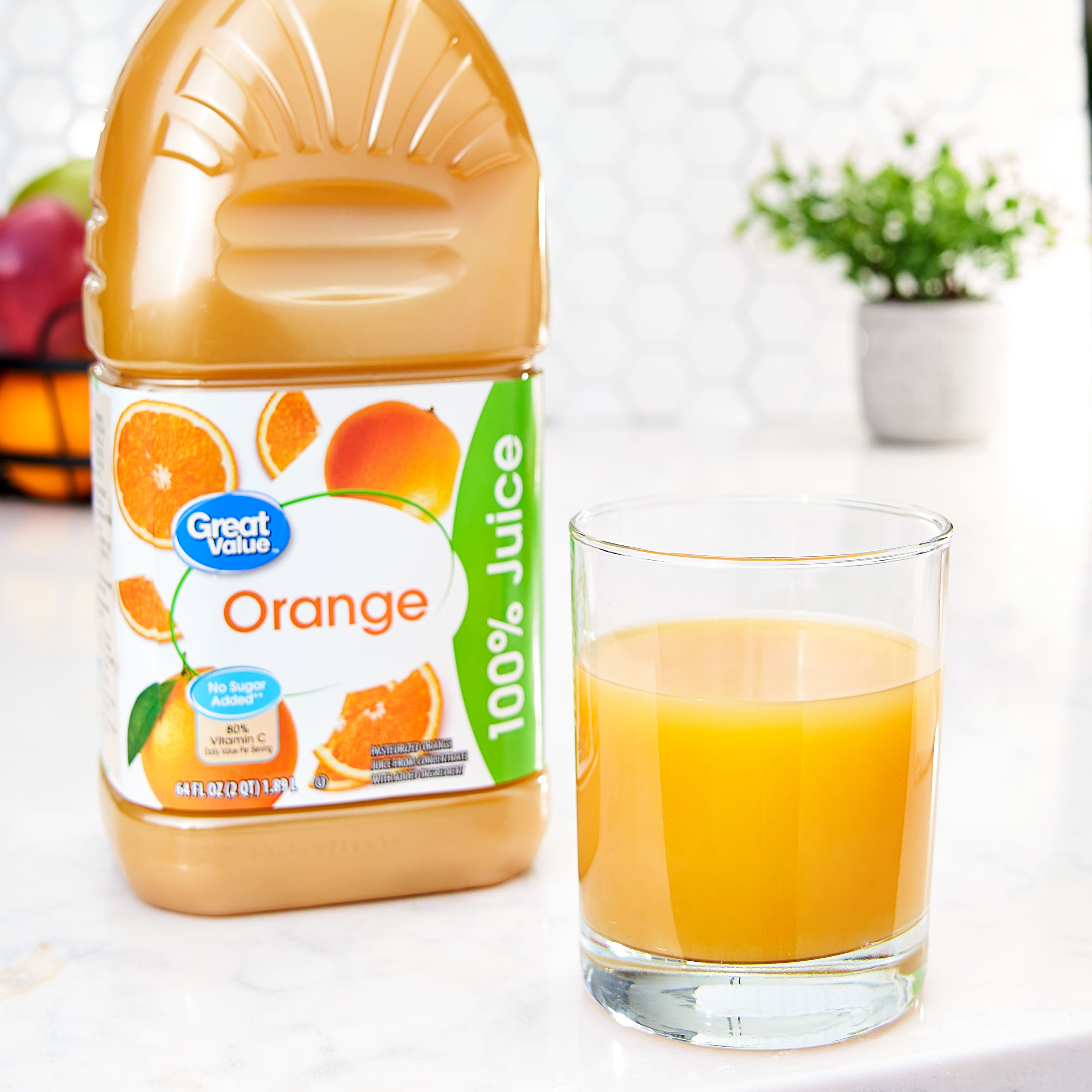 Great Value Orange 100% Juice, 64 fl oz thumbnail 2