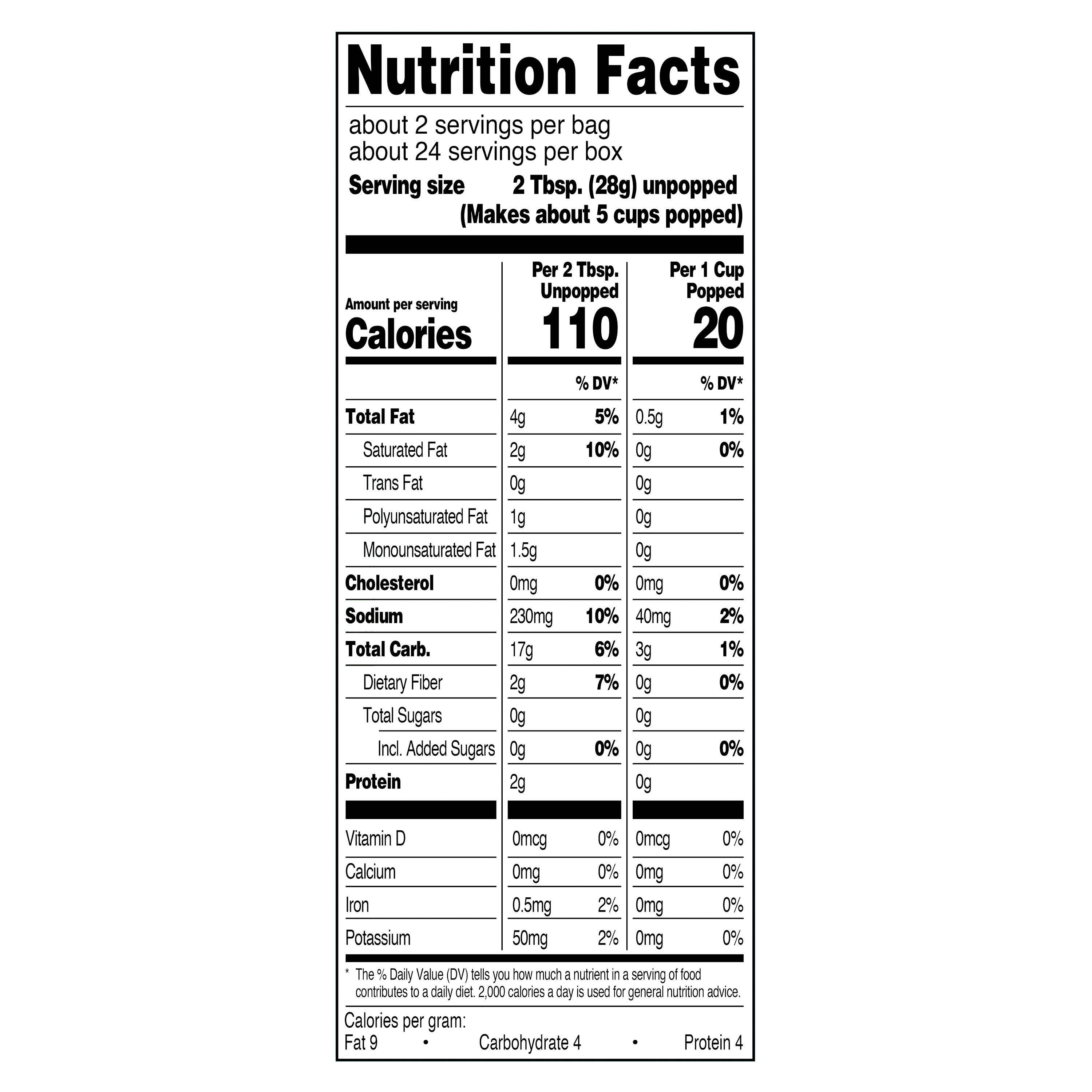 Great Value Light Butter Flavored Microwave Popcorn, 2.03 oz, 12 Count thumbnail 3