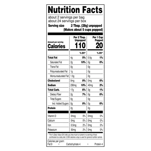 Great Value Light Butter Flavored Microwave Popcorn, 2.03 oz, 12 Count thumbnail 3