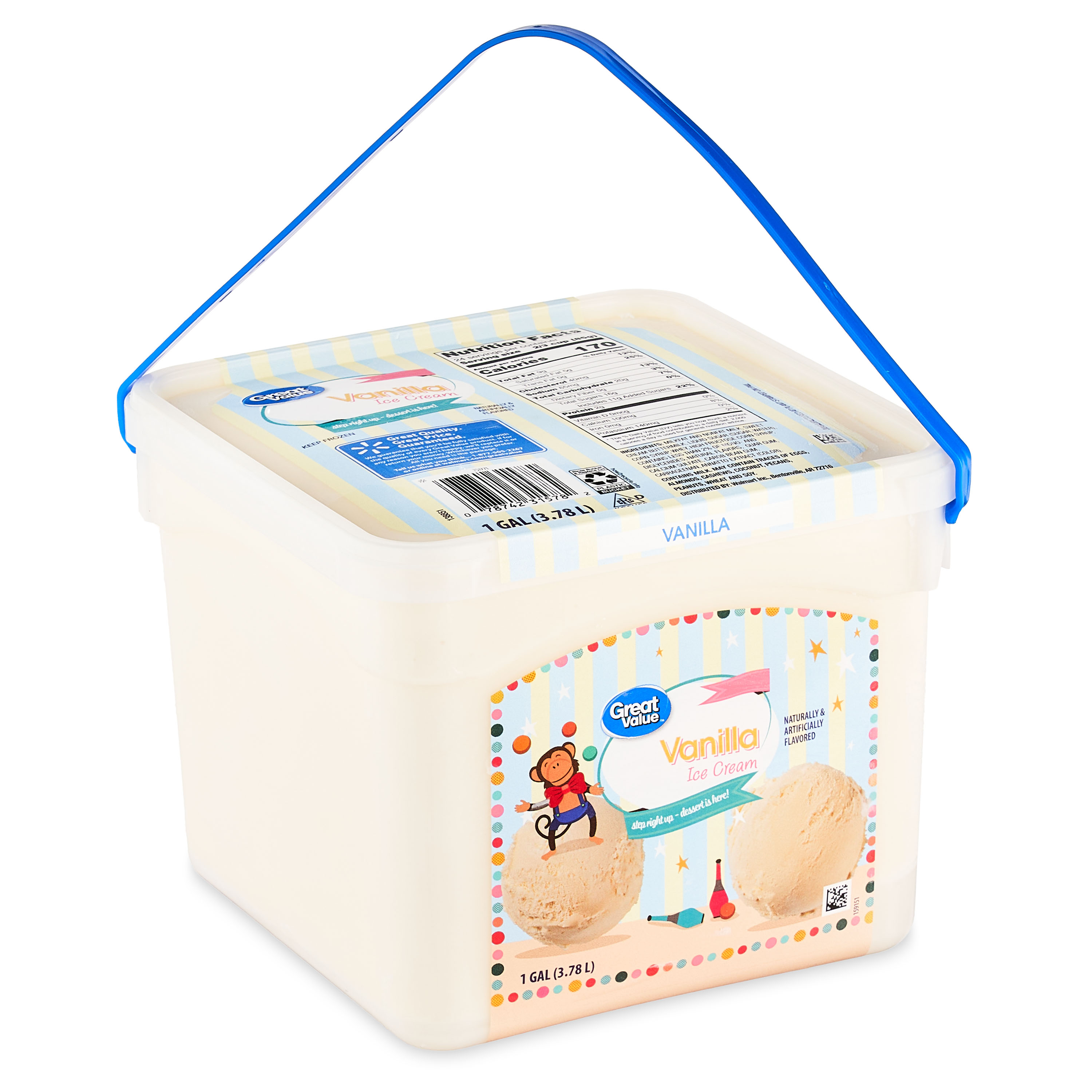 Great Value, Vanilla Ice Cream, 1 gal Plastic Tub