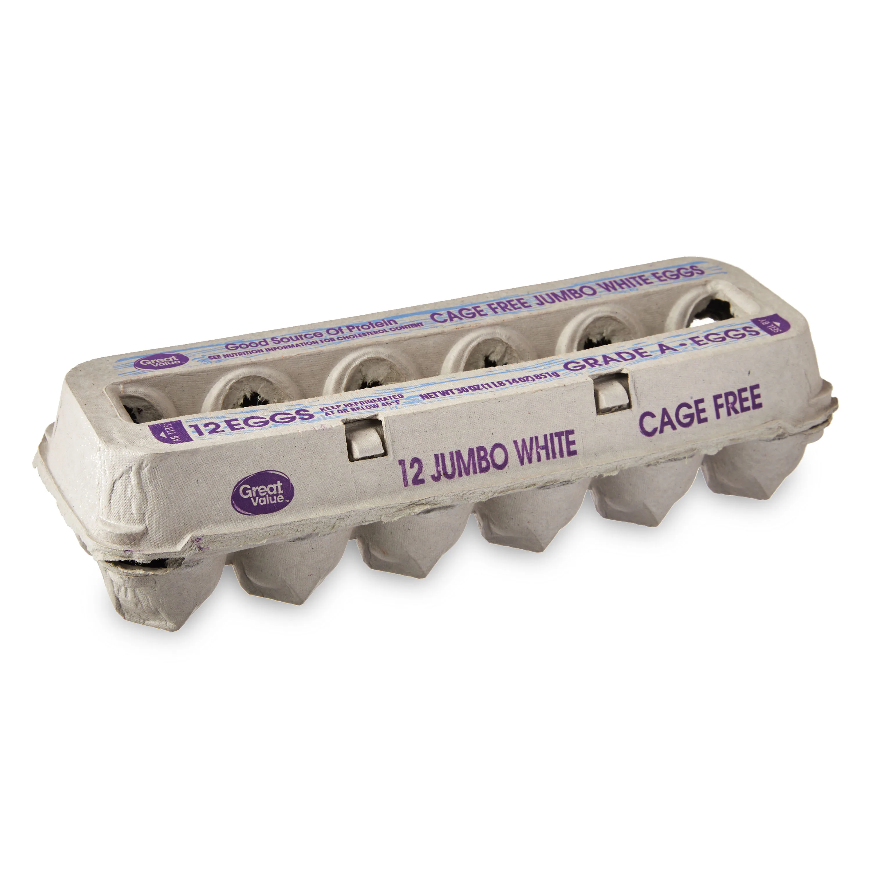Great Value Cage-Free White Jumbo Eggs, 12 Count
