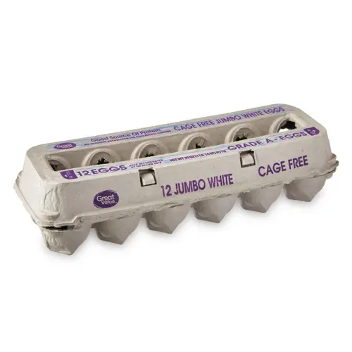 Great Value Cage-Free White Jumbo Eggs, 12 Count