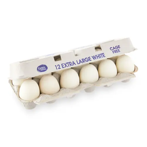 Great Value Cage-Free Grade AA Extra Large White Eggs, 12 Count