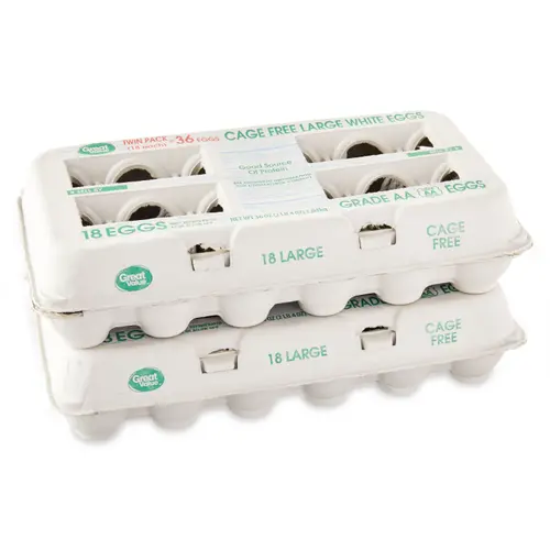 Great Value Cage-Free Grade AA Large White Eggs, 36 Count
