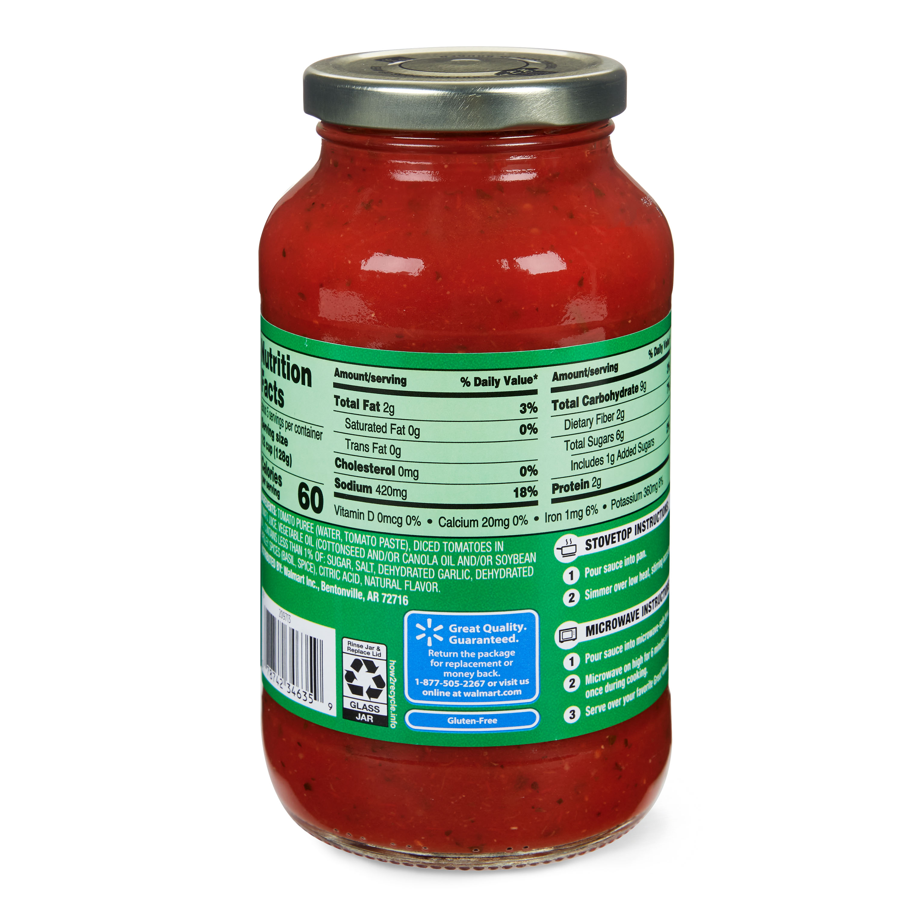 Great Value Tomato Basil Garlic Pasta Sauce, 24 oz thumbnail 4