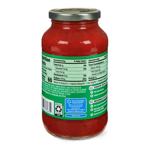 Great Value Tomato Basil Garlic Pasta Sauce, 24 oz thumbnail 4