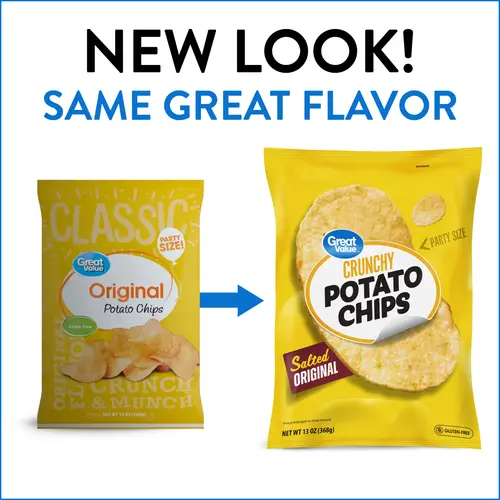 Great Value Party Size Original Potato Chips 13oz bag thumbnail 3