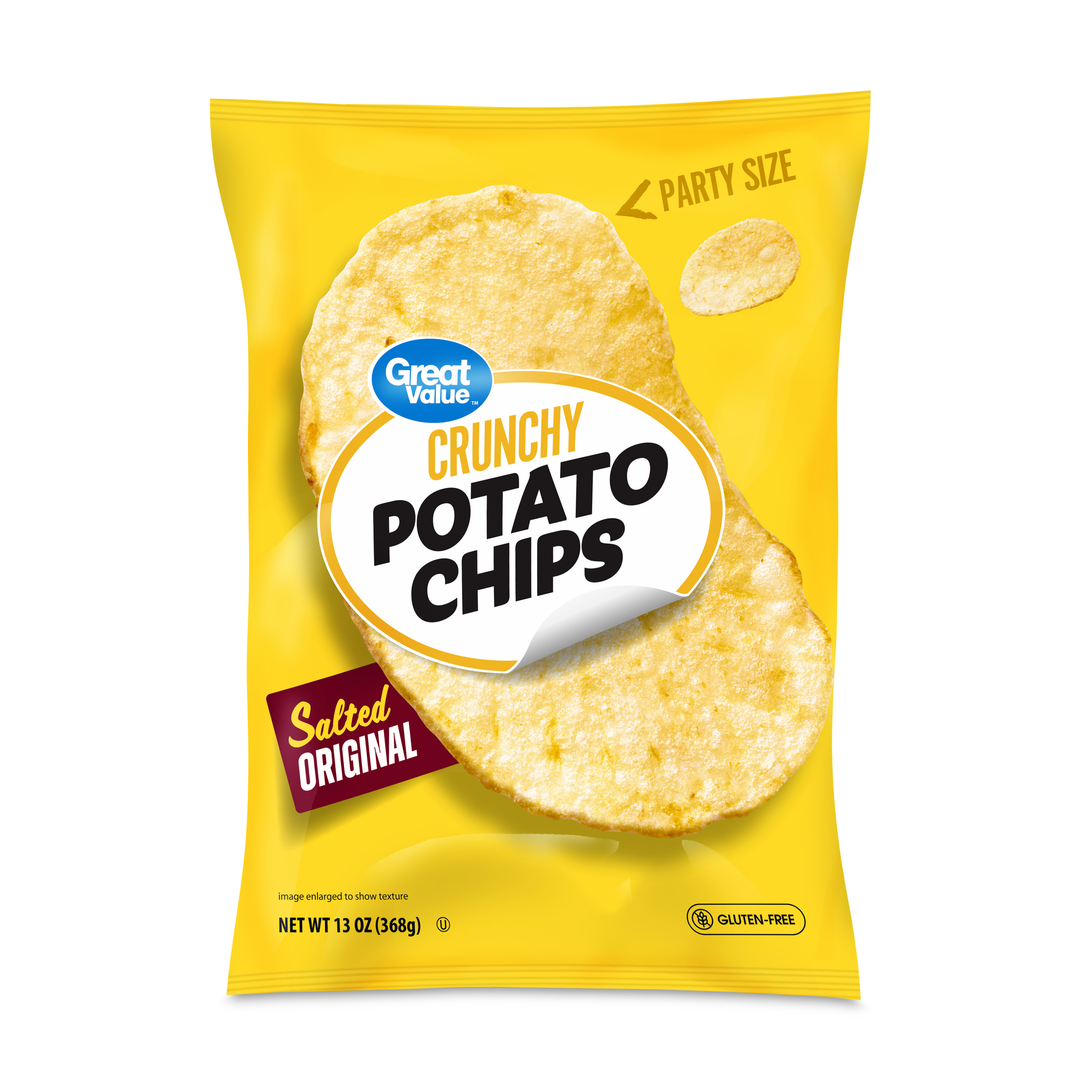 Great Value Party Size Original Potato Chips, 13 oz