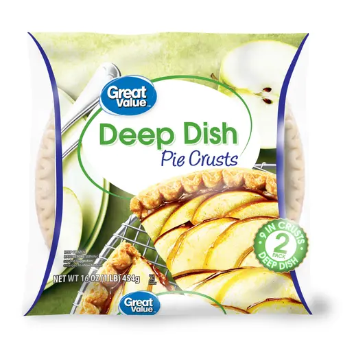 Great Value Frozen Deep Dish Pie Crusts, Two 9-inch Pie Crust & Pans, 16oz