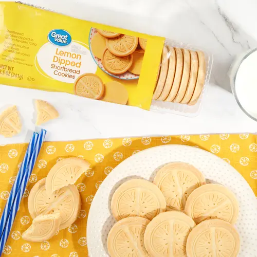 Great Value Lemon Dipped Shortbread Cookies, 8.5 oz thumbnail 2