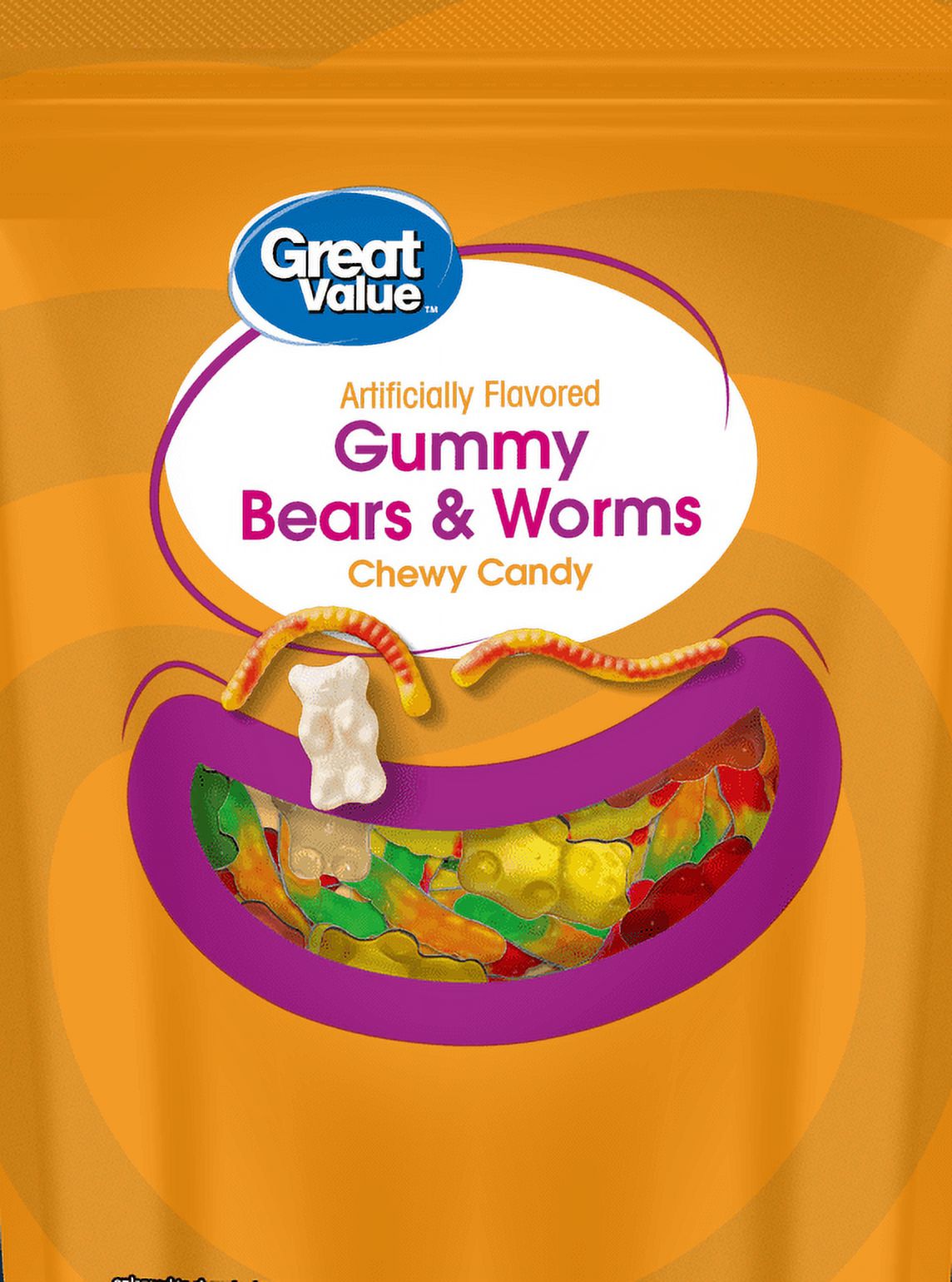 Great Value Gummy Bears & Worms Chewy Candy, 48 oz