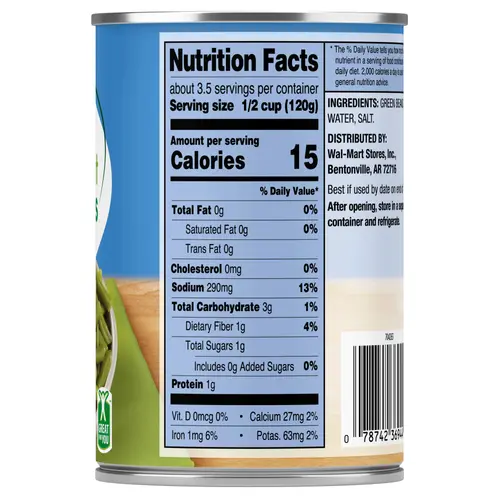 Great Value Cut Green Beans, Canned Green Beans, 14.5 oz Can thumbnail 3