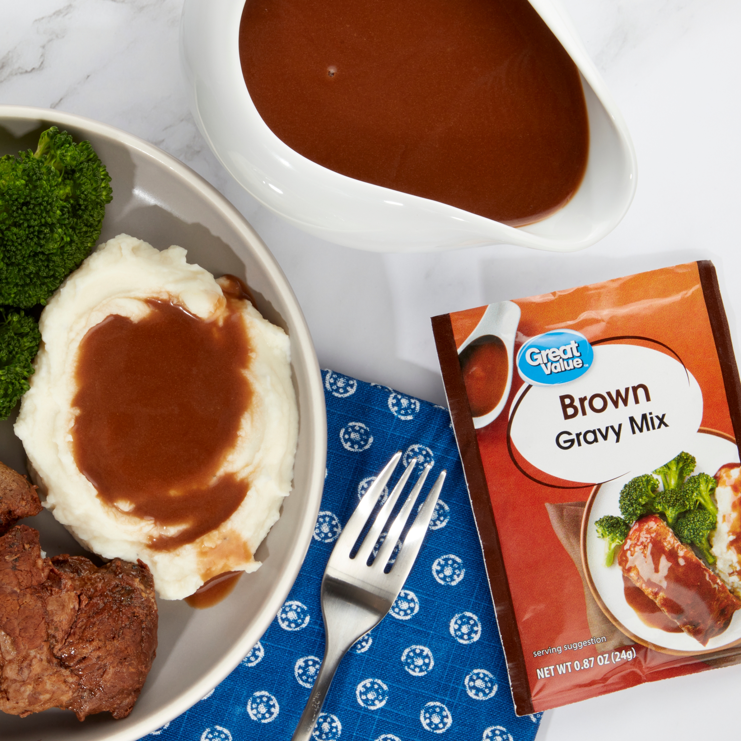 Great Value Brown Gravy Mix, 0.87 oz thumbnail 2