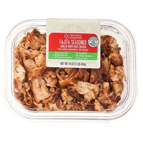 Freshness Guaranteed Fajita Seasoned Grilled Shredded Chicken Breasts, 16 oz, 20g of Protein, No Artificial Ingredients, Gluten 