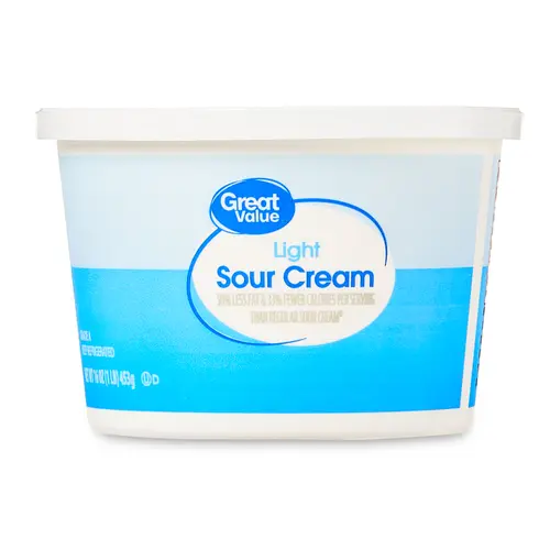 Great Value Light Sour Cream, 16 oz Tub (Refrigerated)