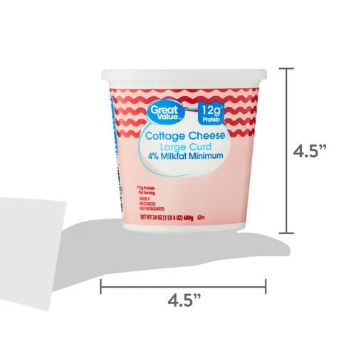 Great Value 4% Milkfat Minimum Large Curd Cottage Cheese, 24 oz thumbnail 4